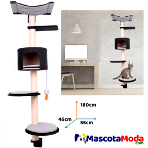 Gimnasio de pared con casa y hamaca para gato 1043