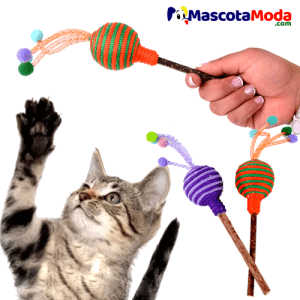 Vara con palo de naranja y juguete para gatos