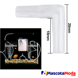 Codo plástico conector manguera aire acuario