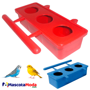 Plato plástico triple canarios pericos finches