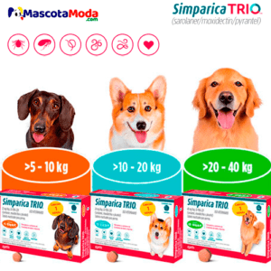SIMPARICA TRIO para perros antiparasitario interno y externo