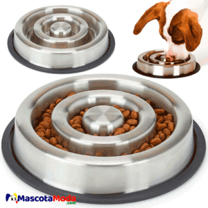 Plato acero pesado para que los perros coman lento