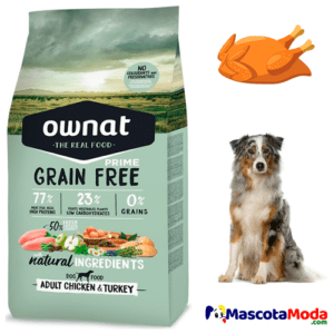 Ownat pavo y pollo comida libre de granos perros