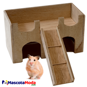 casa con rampa y terraza de madera para hámster