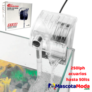 Filtro cascada transparente pequeño para peceras 250lph