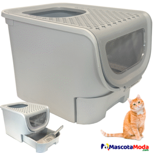 Arenera alta con puerta superior y ventana gatos