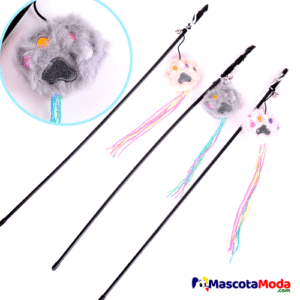 Vara o caña con peluche y cintas para gatos