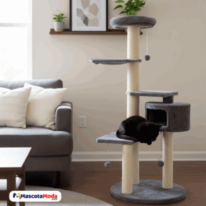 Rascador DELUX grande con casa cama y hamaca para gatos