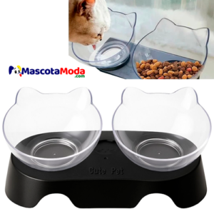 Plato Doble Antirreflujo transparentes para Gatos