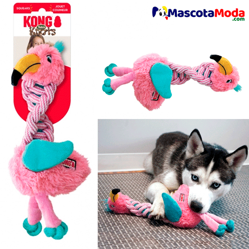 Flamingo peluche Juguete con Cuerda KONG Knots cachorros